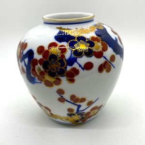 Vtg Gold Imari Handpainted Vase